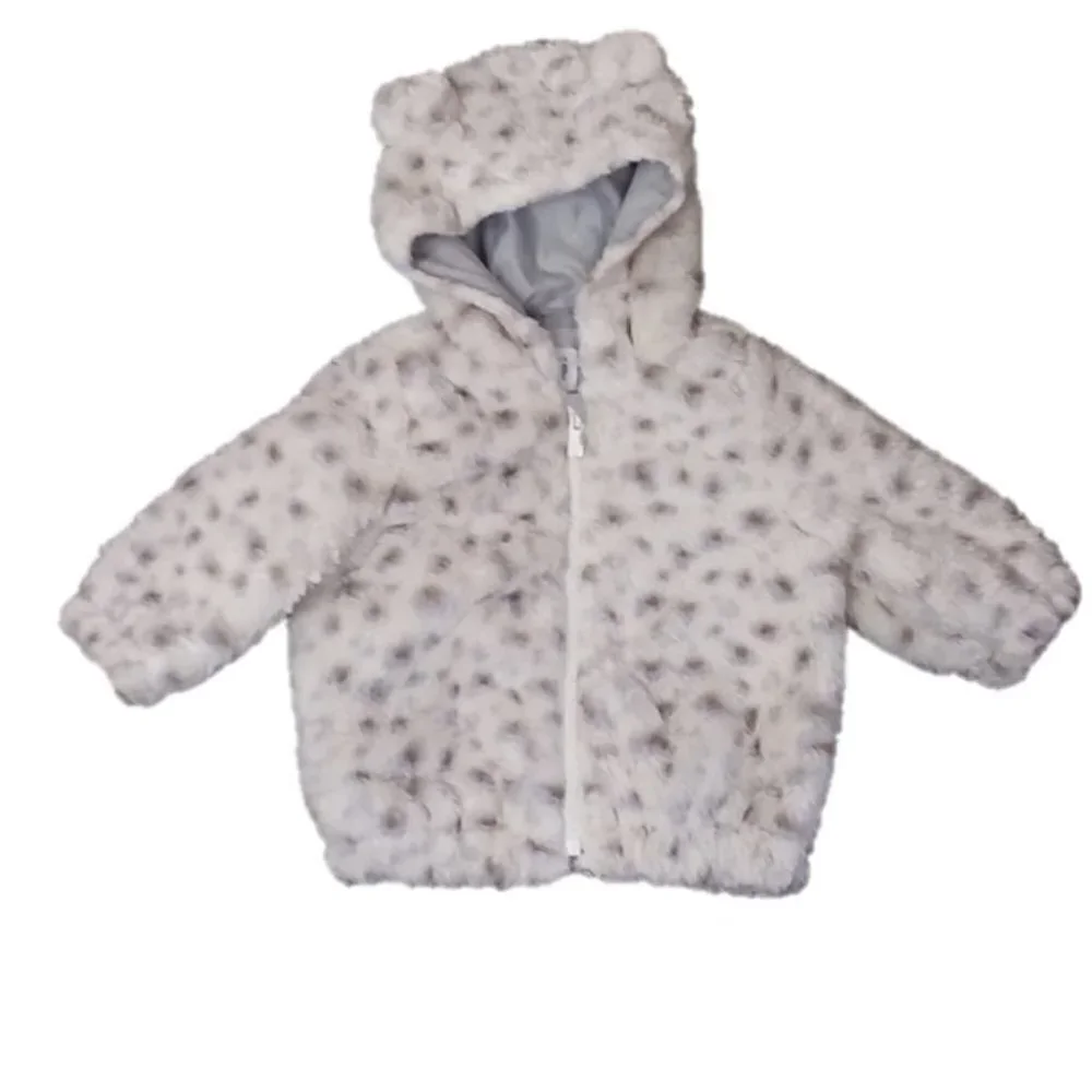 Gap Baby Faux Fur Leopard Jacket Ivory Frost